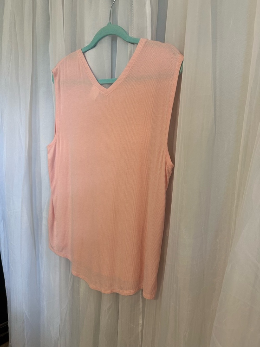 Sleeveless V-Neck Ribbed Top in Soft Pink - Picture 7 of 11